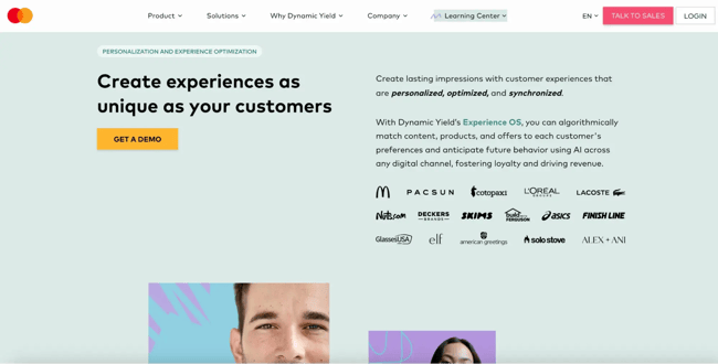 website personalization, mastercard